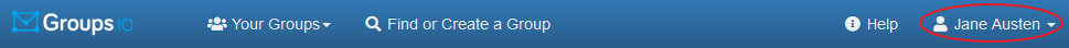 Header bar when logged in to Groups.io