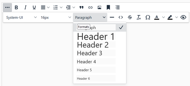 Image showing list of header styles in a desktop browser